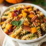 Pasta Salad with Roasted Pumpkin, Pecans, and Cranberries