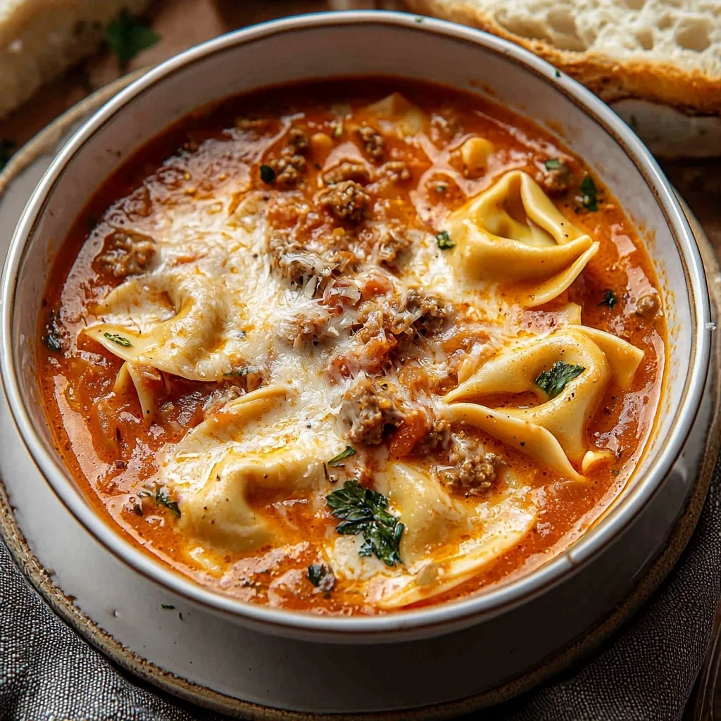 Creamy Lasagna Cheese Tortellini Soup