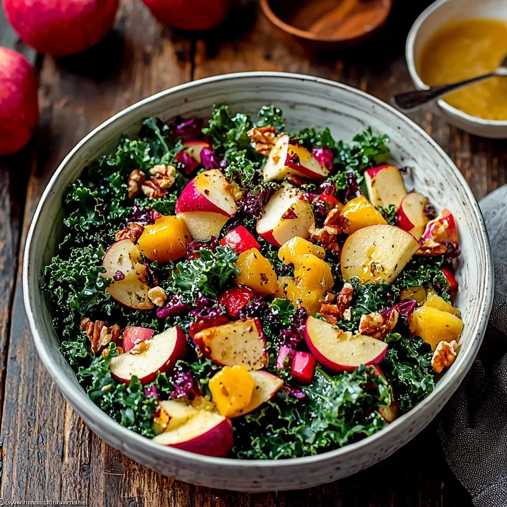 Autumn Kale Harvest Salad with Apple Cider Vinaigrette
