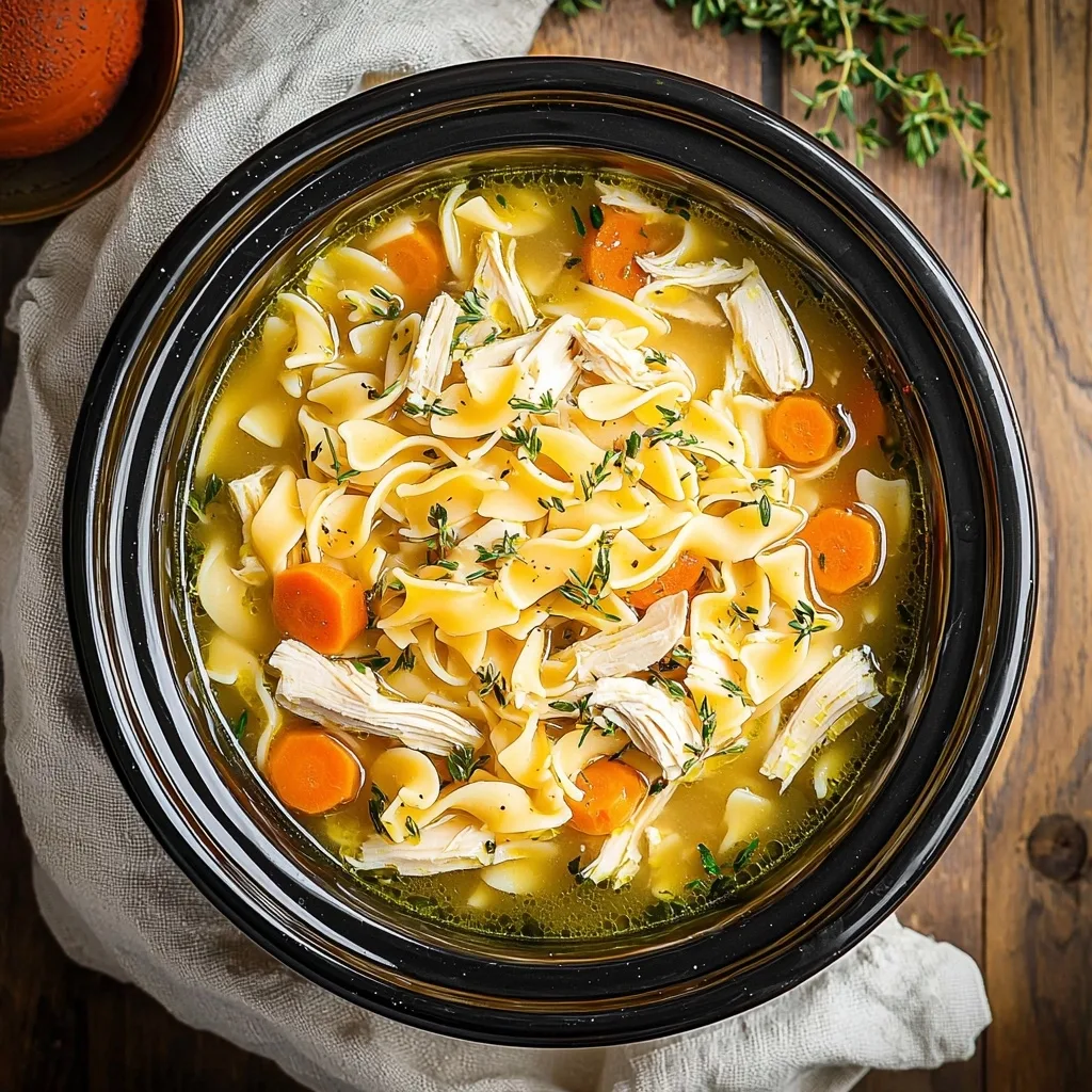 Easy Homemade Crockpot Chicken Noodle Soup Recipe