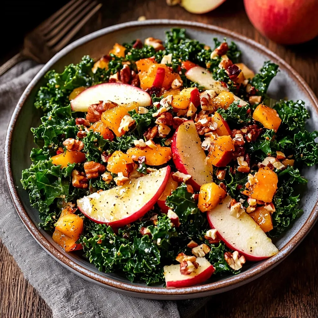 Vegan Fall Harvest Salad with Apples and Kale