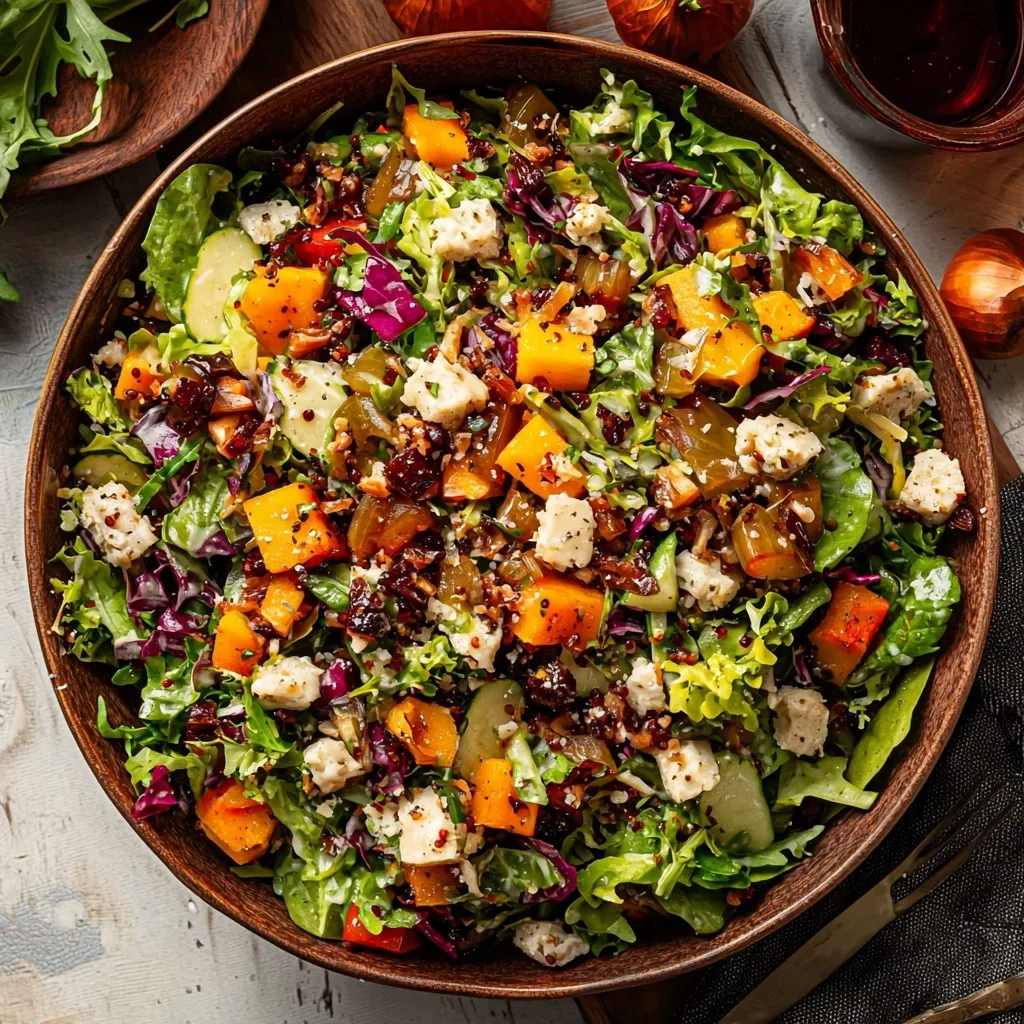 Harvest Fall Salad with Caramelized Shallot Dressing