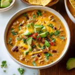 Creamy Taco Soup with Cheese and Green Onions