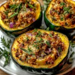 Hearty Stuffed Acorn Squash with Sausage and Apples