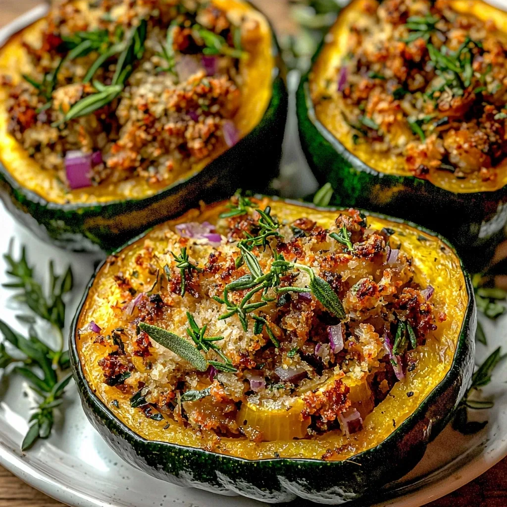 Hearty Stuffed Acorn Squash with Sausage and Apples