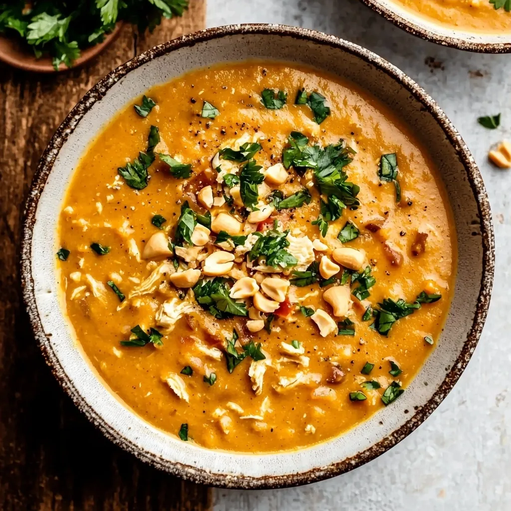 Slow Cooker Pumpkin Peanut Butter Chicken Soup