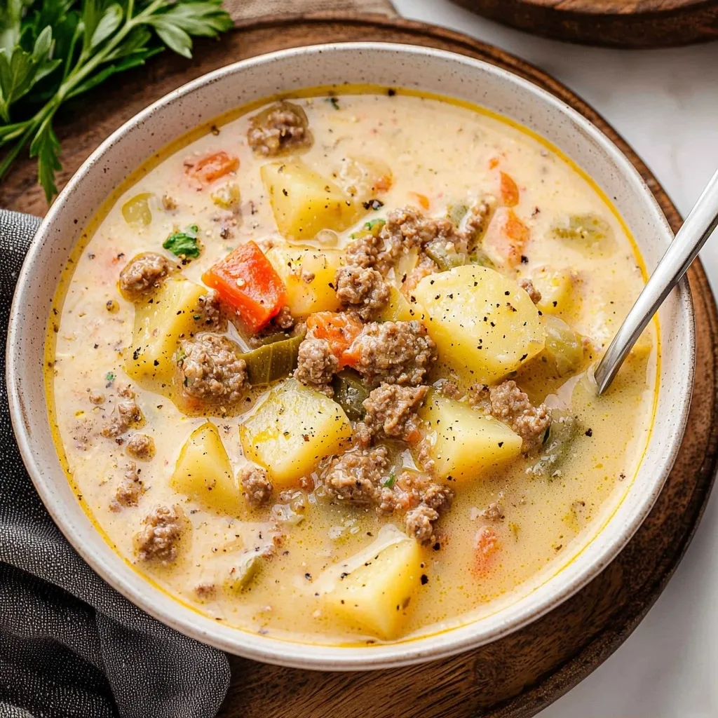 Creamy Potato Cheeseburger Soup