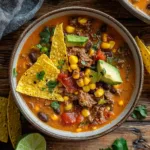 Creamy Beef Taco Soup with Corn