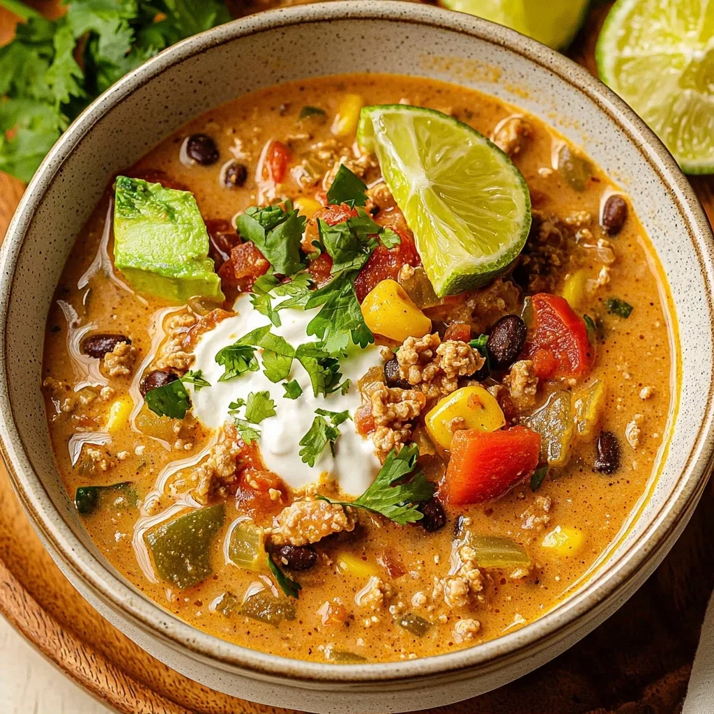 Creamy Taco Soup with Ground Turkey