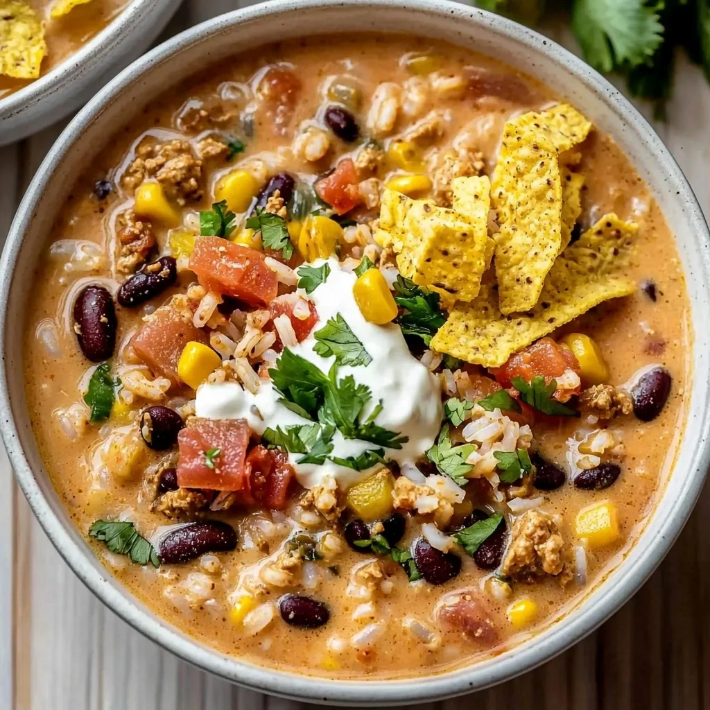 Creamy Taco Soup with Rice and Beans