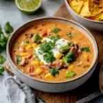 Creamy Taco Soup with Cilantro and Lime Crema