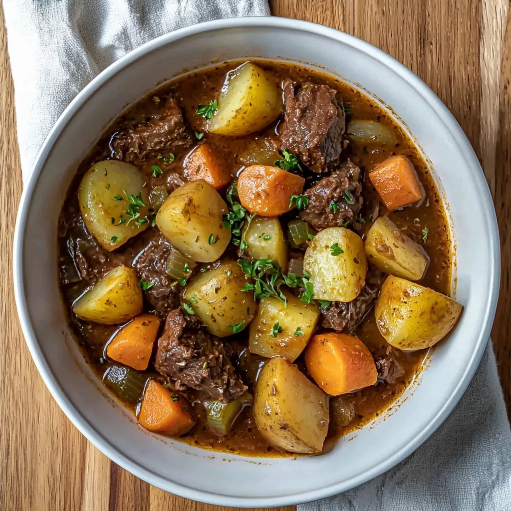 Homemade Beef Stew with Potatoes and Carrots, One Pot