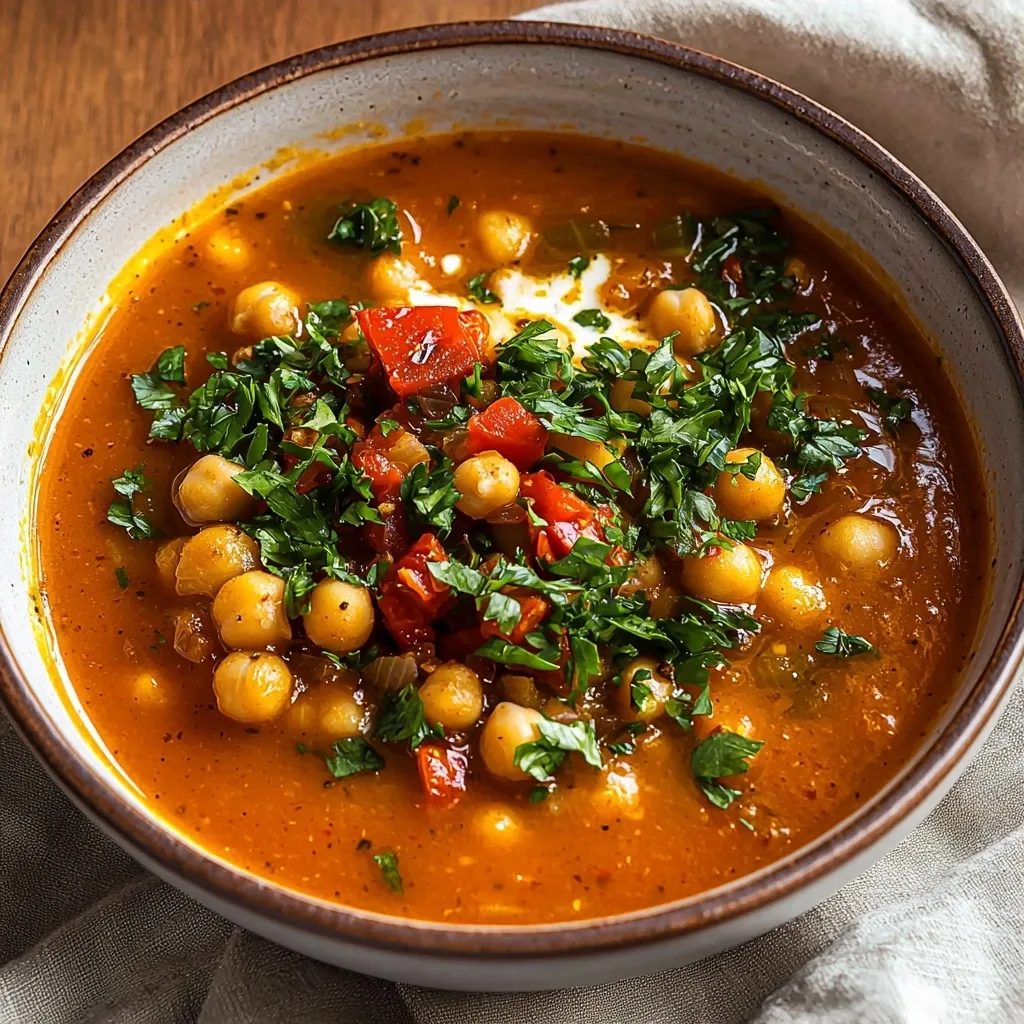 Smoky Mediterranean Chickpea Soup with Roasted Red Peppers
