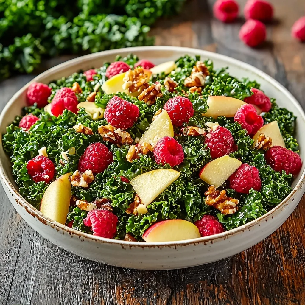 Raspberry Apple Kale Salad with Lemon Dressing