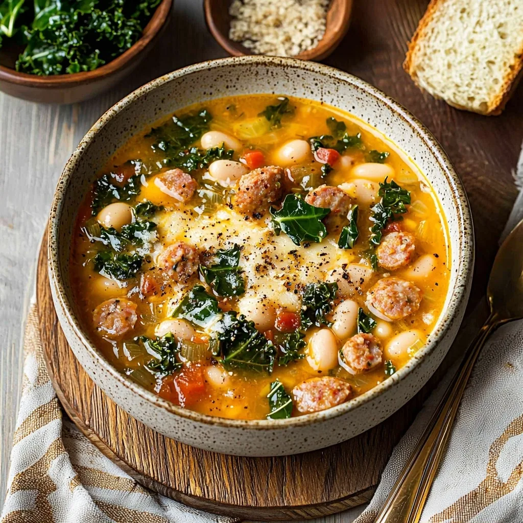 Tuscan White Bean Sausage and Kale Soup