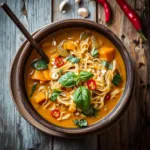Spicy Thai Curry Pumpkin Noodle Soup