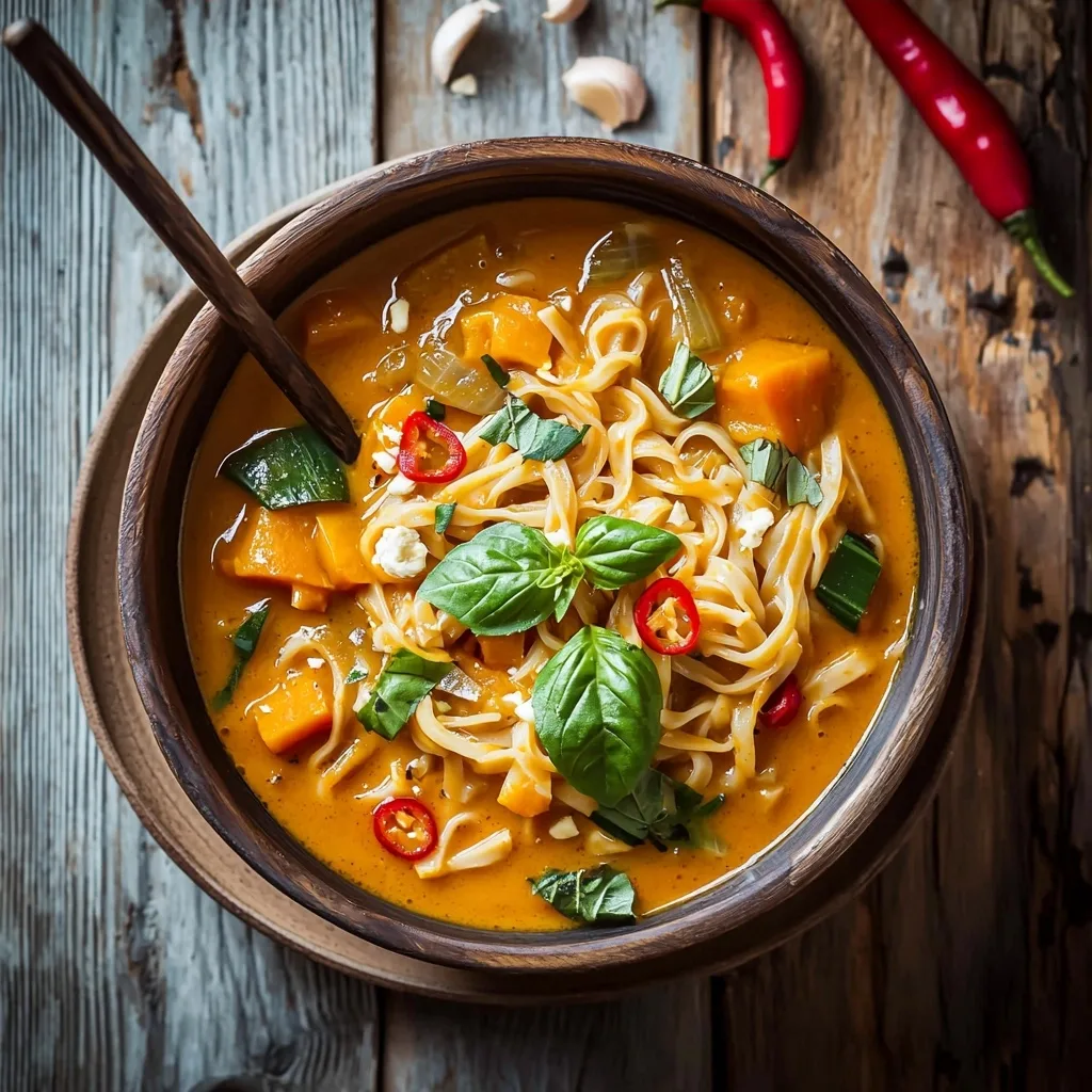 Spicy Thai Curry Pumpkin Noodle Soup