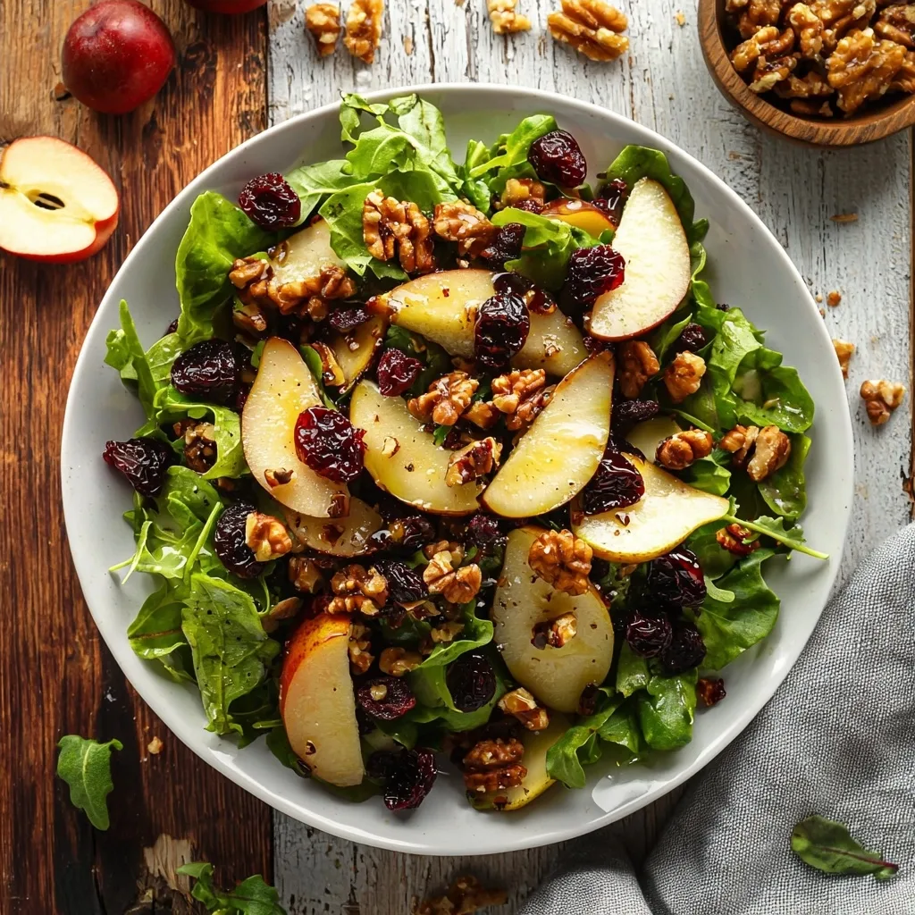 Pear Salad with Dried Cherries and Candied Walnuts